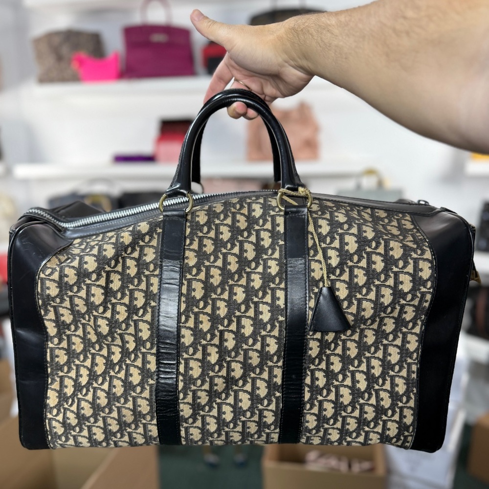 Dior Monogram Black and Tan Travel Bag